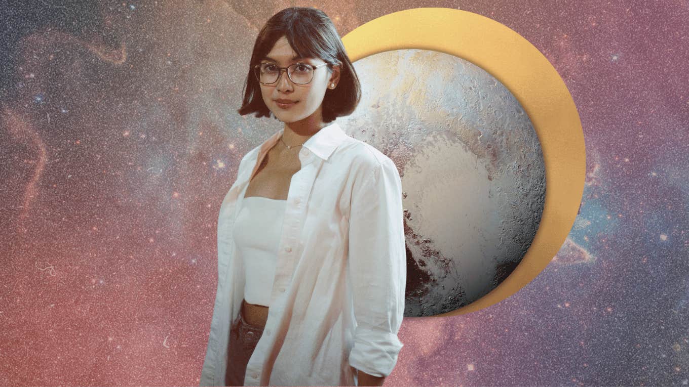 woman and planet pluto