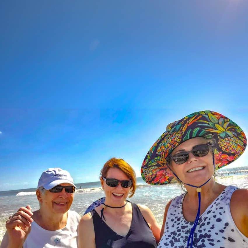 Mom, Linda, and author on the beach, Hilton Head Island, September 2023