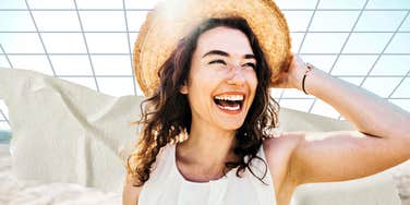 Happy healthy mind, woman smiling