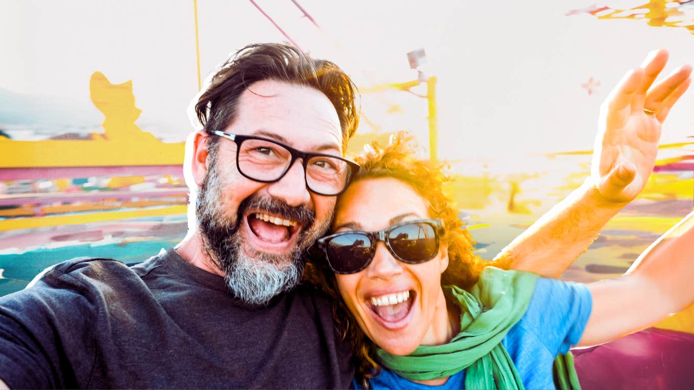 Couple making their relationship exciting, boosting dopamine on roller coaster