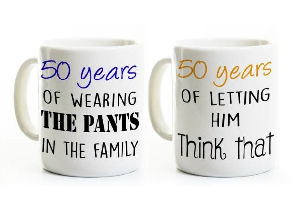His and Hers Coffee Mugs &#039;50 Years Married&#039;