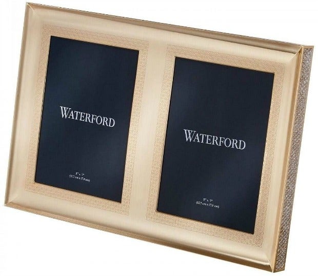 Waterford Lismore Diamond Gold Double Picture Frame