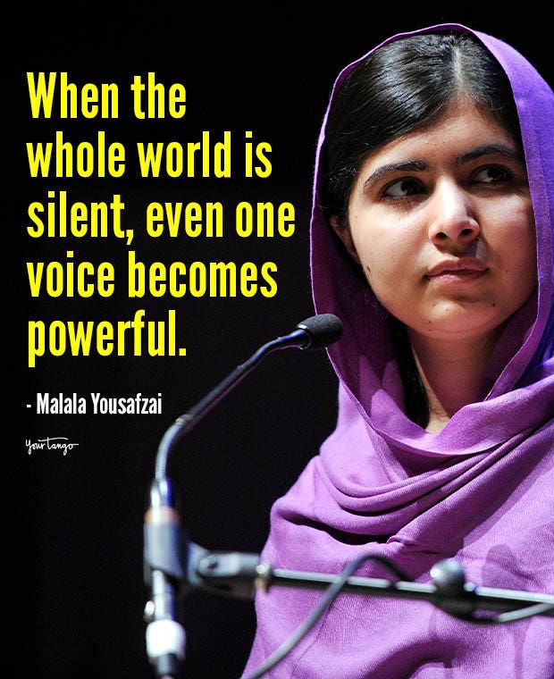 when the whole world is silent malala yousafzai quotes