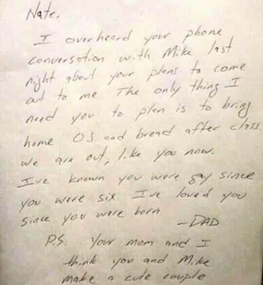 After Overhearing A Private Phone Call, A Dad Writes A Note To His Gay Son Who Hadn&#039;t Come Out Yet