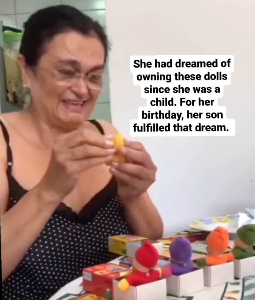 son gifts his mother the dolls she always wanted as a child