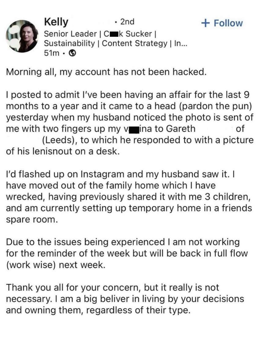 Husband Hacked Her LinkedIn Profile To Publicly Shame Her For Cheating On Him