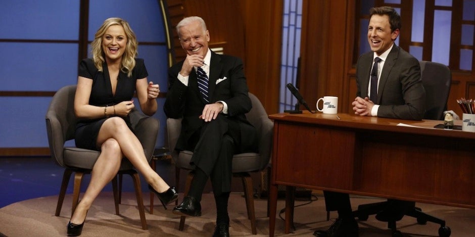 Amy Poehler, Joe Biden and Seth Meyers from The Late Night with Seth Meyers