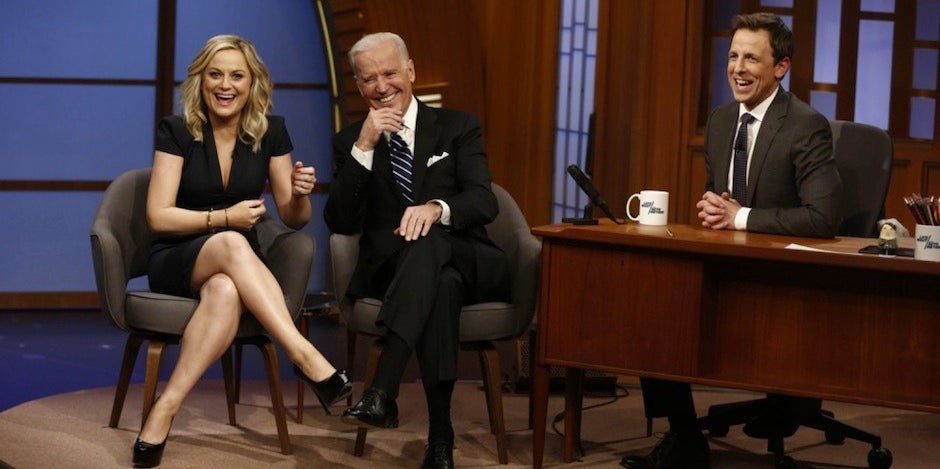 Amy Poehler, Joe Biden and Seth Meyers from The Late Night with Seth Meyers Amy Poehler, Joe Biden and Seth Meyers from The Late Night with Seth Meyers
