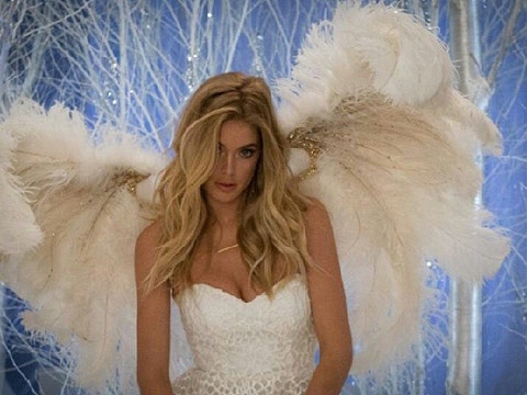 Doutzen Kroes wearing Victoria's Secret Angel wings