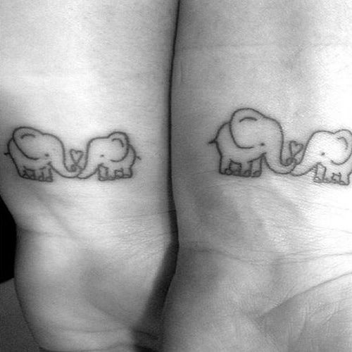 elephant love mother daughter tattoos