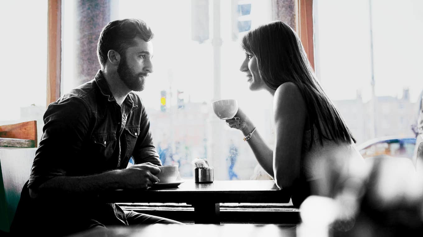 Man playing it cool while on a date, sending mixed signals of interest