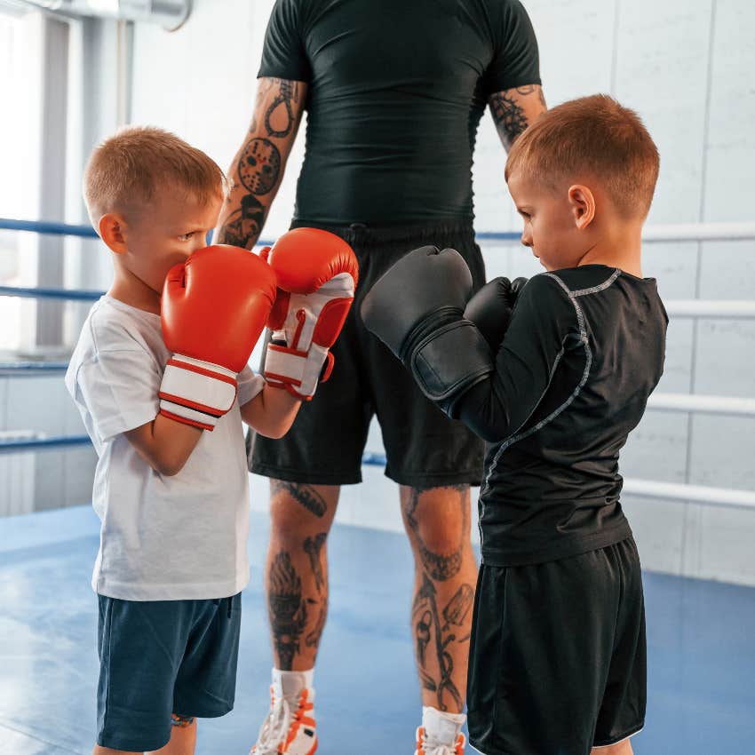 Little boys in boxing class