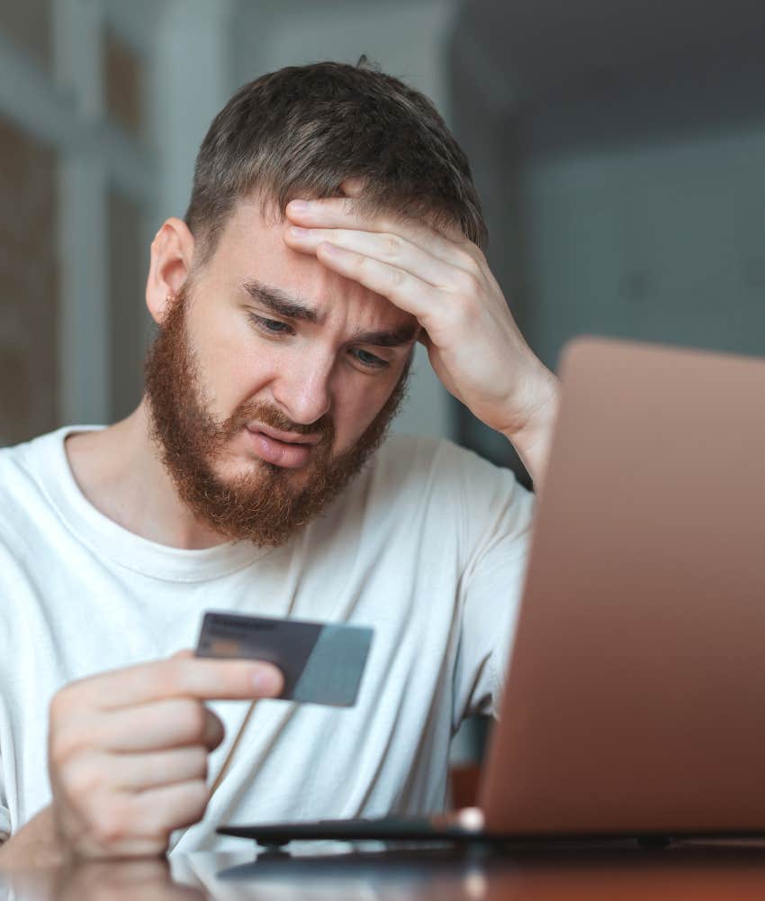 man worried about credit card debt