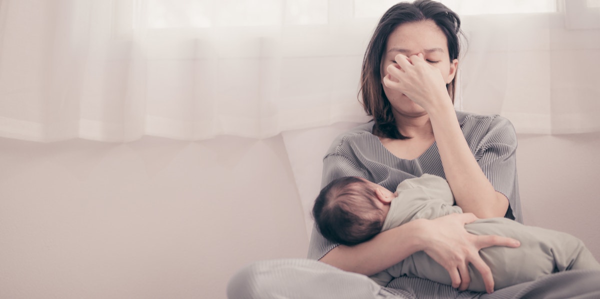 stressed mother and baby