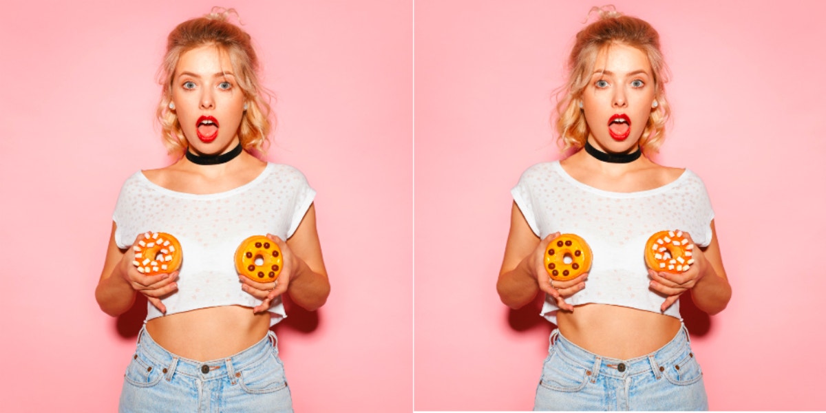 woman with donuts over breasts