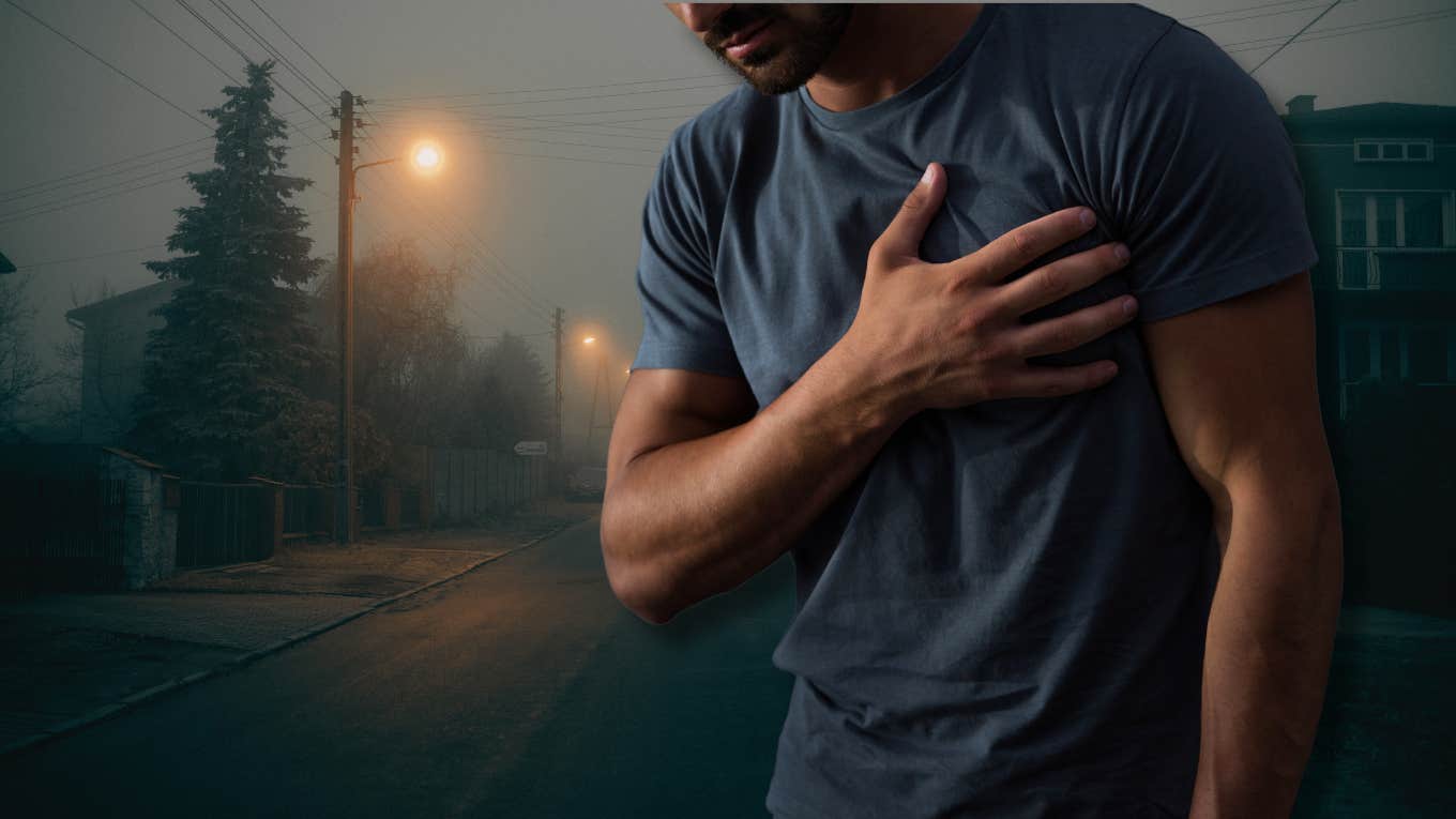 Man pulled over on the side of the road having a heart attack