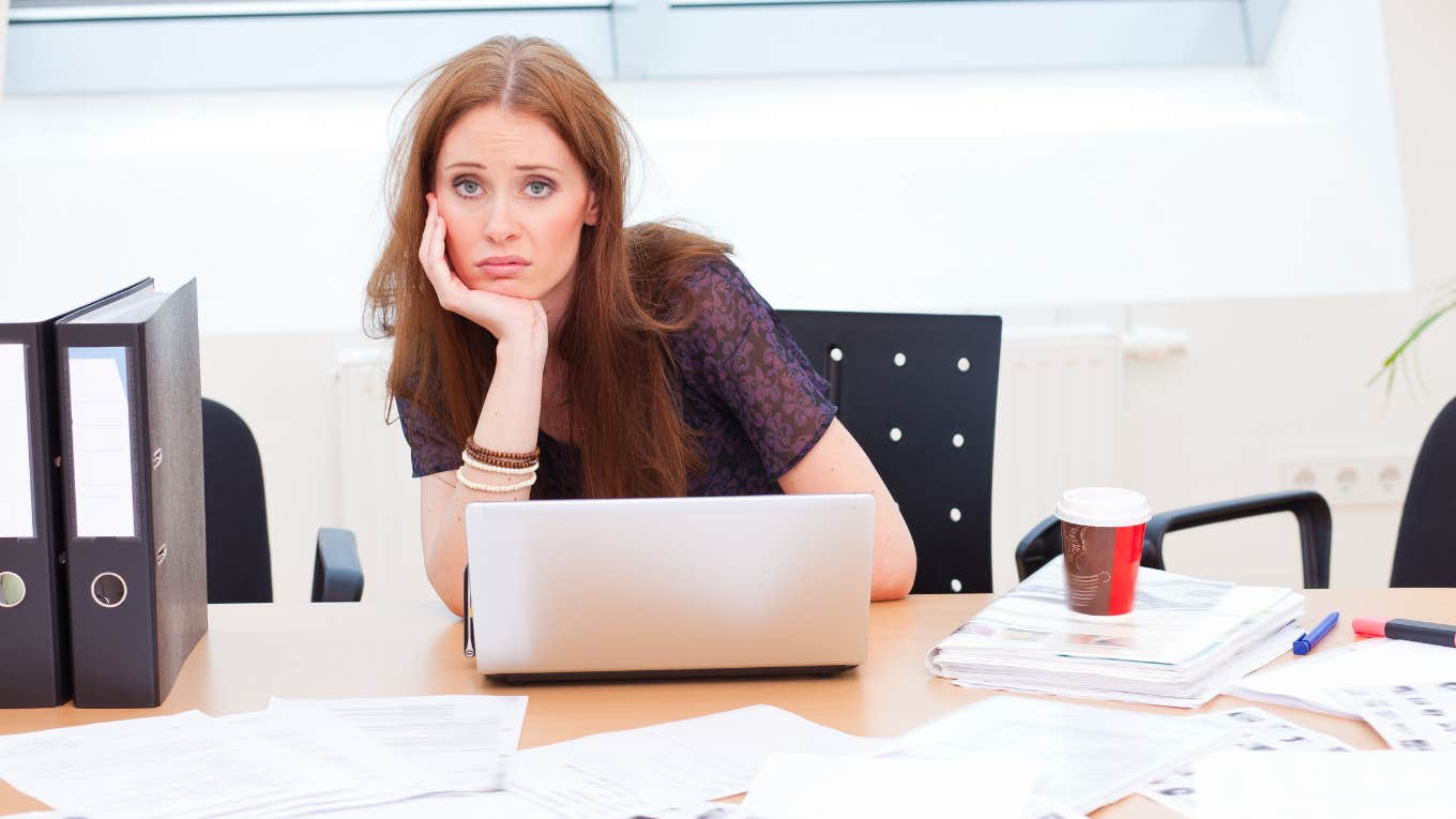 woman annoyed at work
