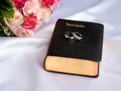 wedding rings on bible