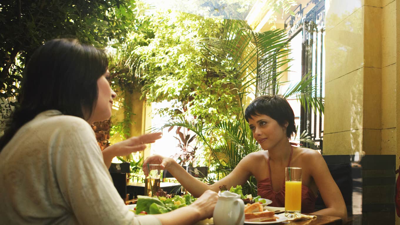 two women eating lunch at restaurant