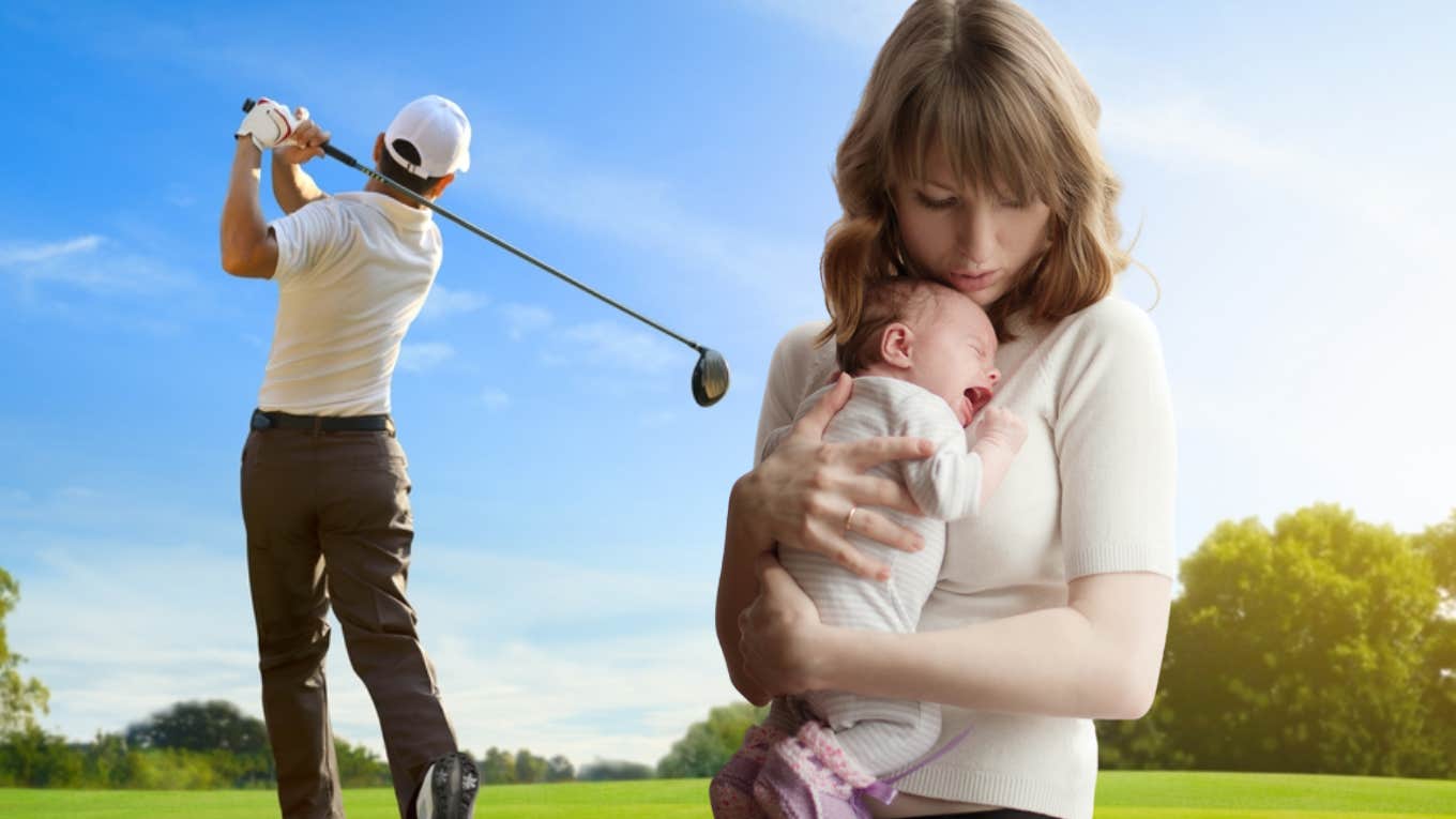 golfing trip, new baby, mother