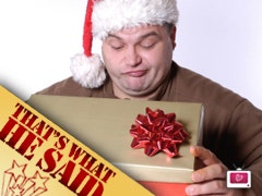 disappointed man looking at gift