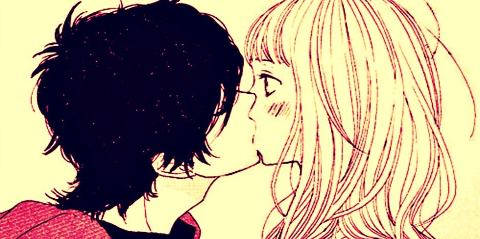 anime couple kissing