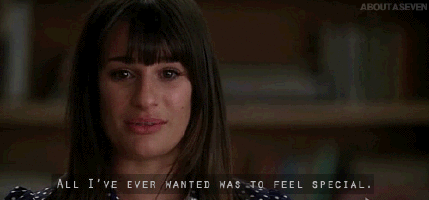 Lea Michele as Rachel Berry on "Glee" saying "All I ever wanted was to feel special"