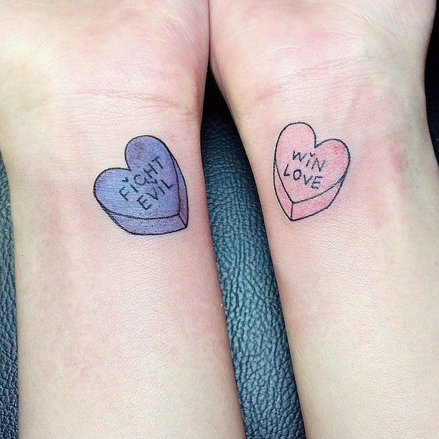 sweethearts best friends matching tattoo 