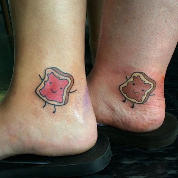 peanut butter and jelly matching best friends tattoo 