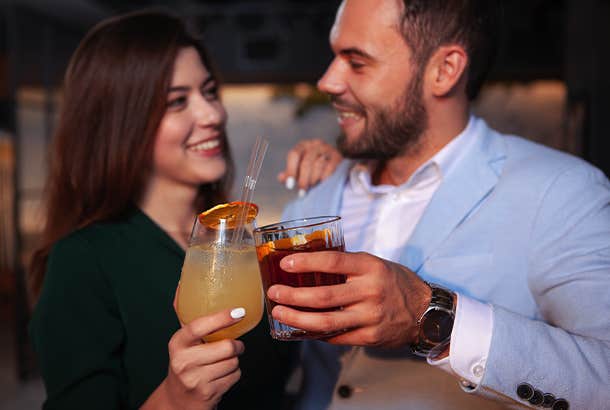 couple on date having cocktails