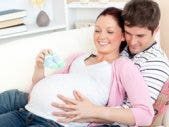 Expectant father with pregnant wife Expectant father with pregnant wife
