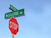 The 3 Types Of Holiday Hookups, Defined mistletoe sign