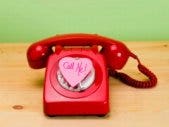 rotary phone with call me heart-shaped post-it