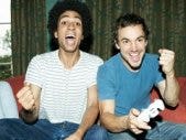 Men playing video games Men playing video games