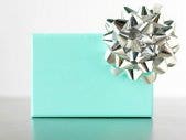 blue gift box with silver bow