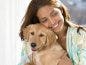 happy woman with dog