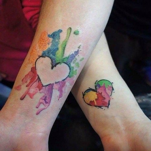 heart mother daughter tattoos