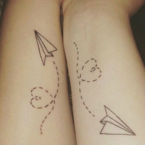 paper airplane love mother daughter tattoos