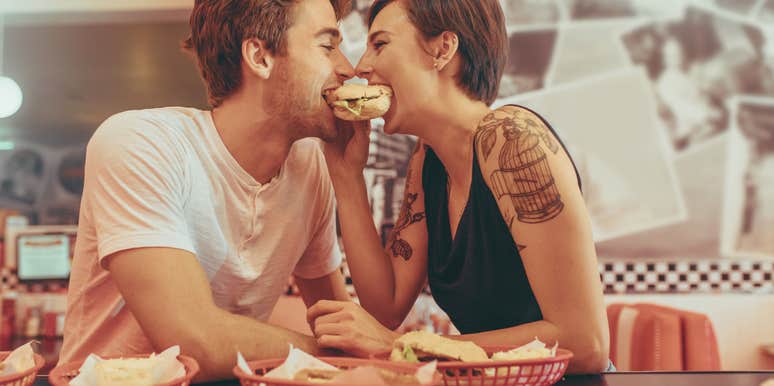 couple sharing food
