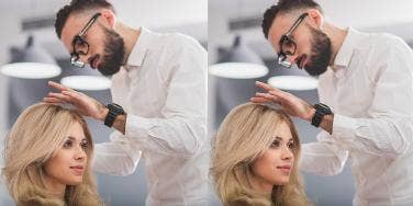 hairdresser doing woman's hair