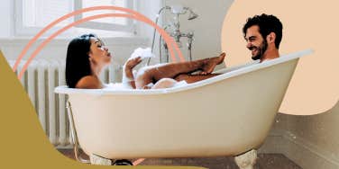 Couple in a bubble bath 