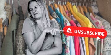 Woman unsubscribing from dresses 