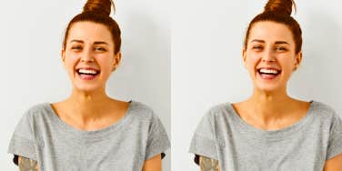 doubled image of happy smiling woman
