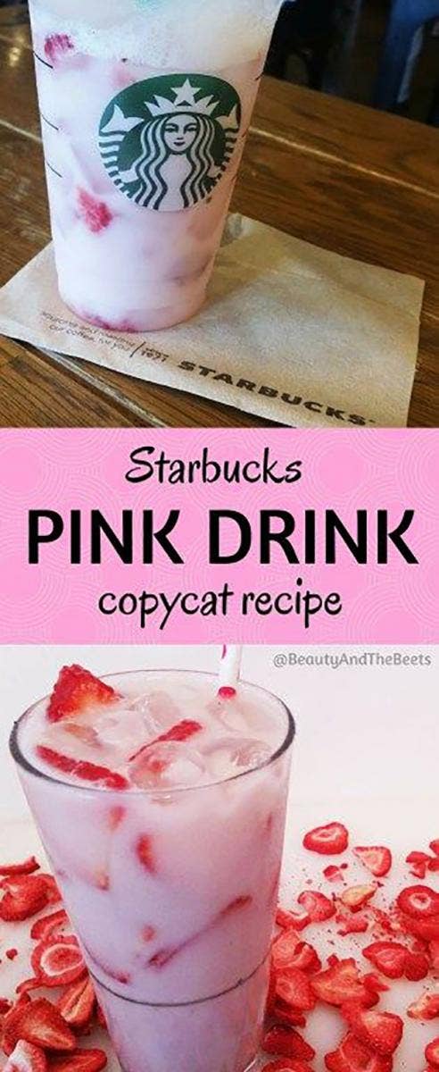 Starbucks Secret Menu drinks DIY pink drink recipes