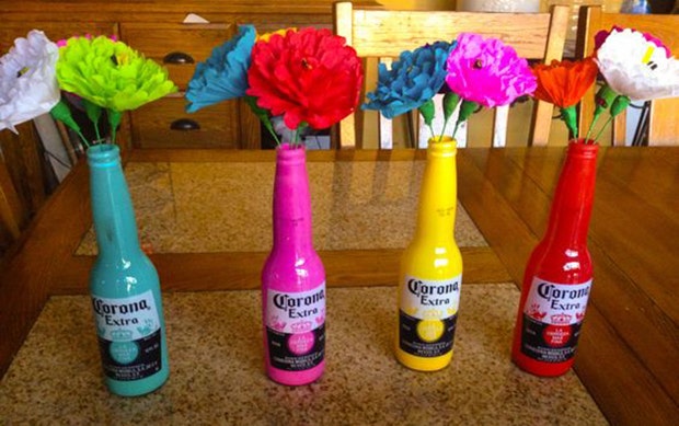 corona bottle flower vases diy cinco de mayo decorations