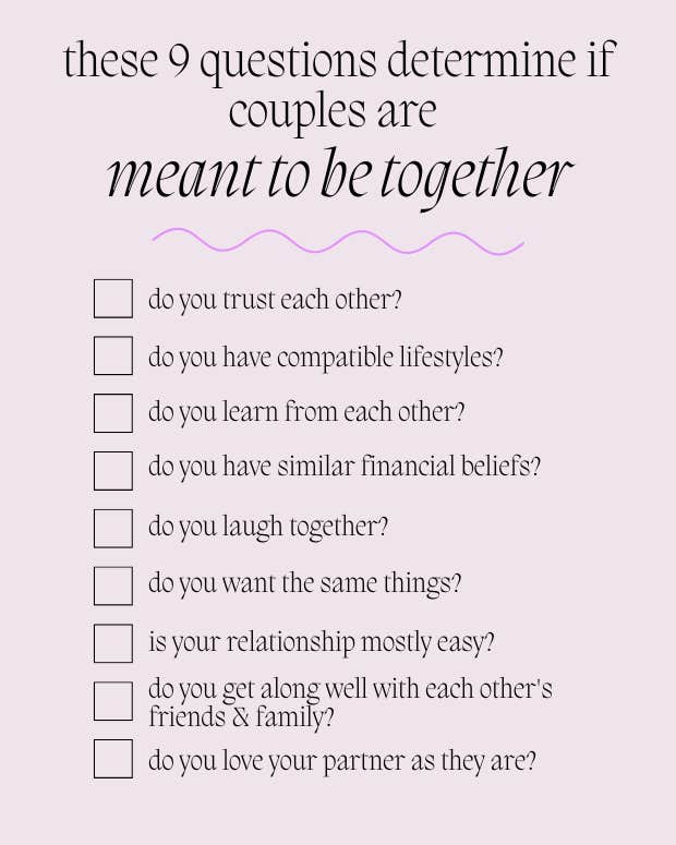 checklist of questions for couples to know if they&#039;re meant to be together