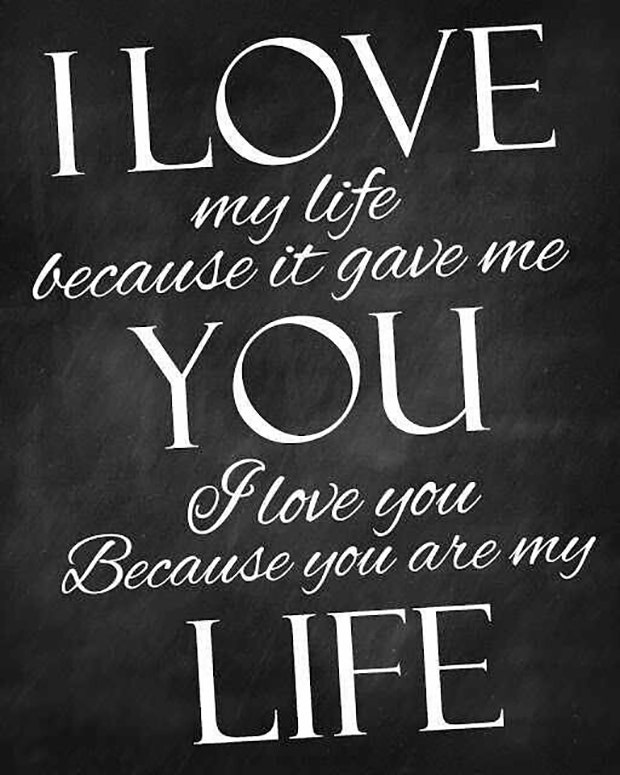 I love my life because it gave me you. I love you because you are my life.