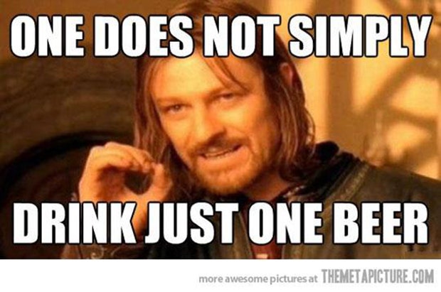 beer memes one does not simply drink just one beer lord of the rings