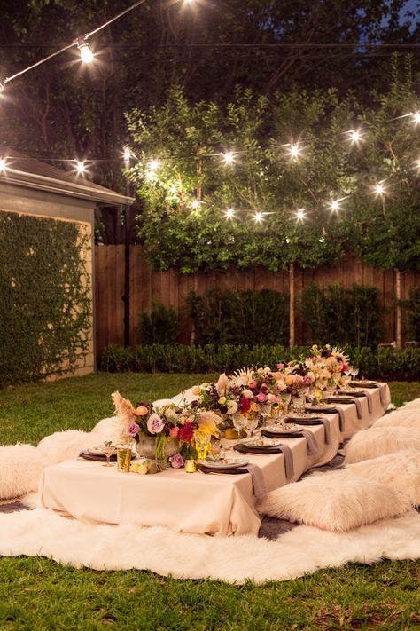 Bohemian Backyard Dinner adult birthday party idea