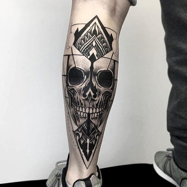 26. Skull on back of leg